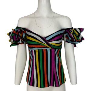 Caroline Constas Off The Shoulder Louisa Top S Multicolor Striped